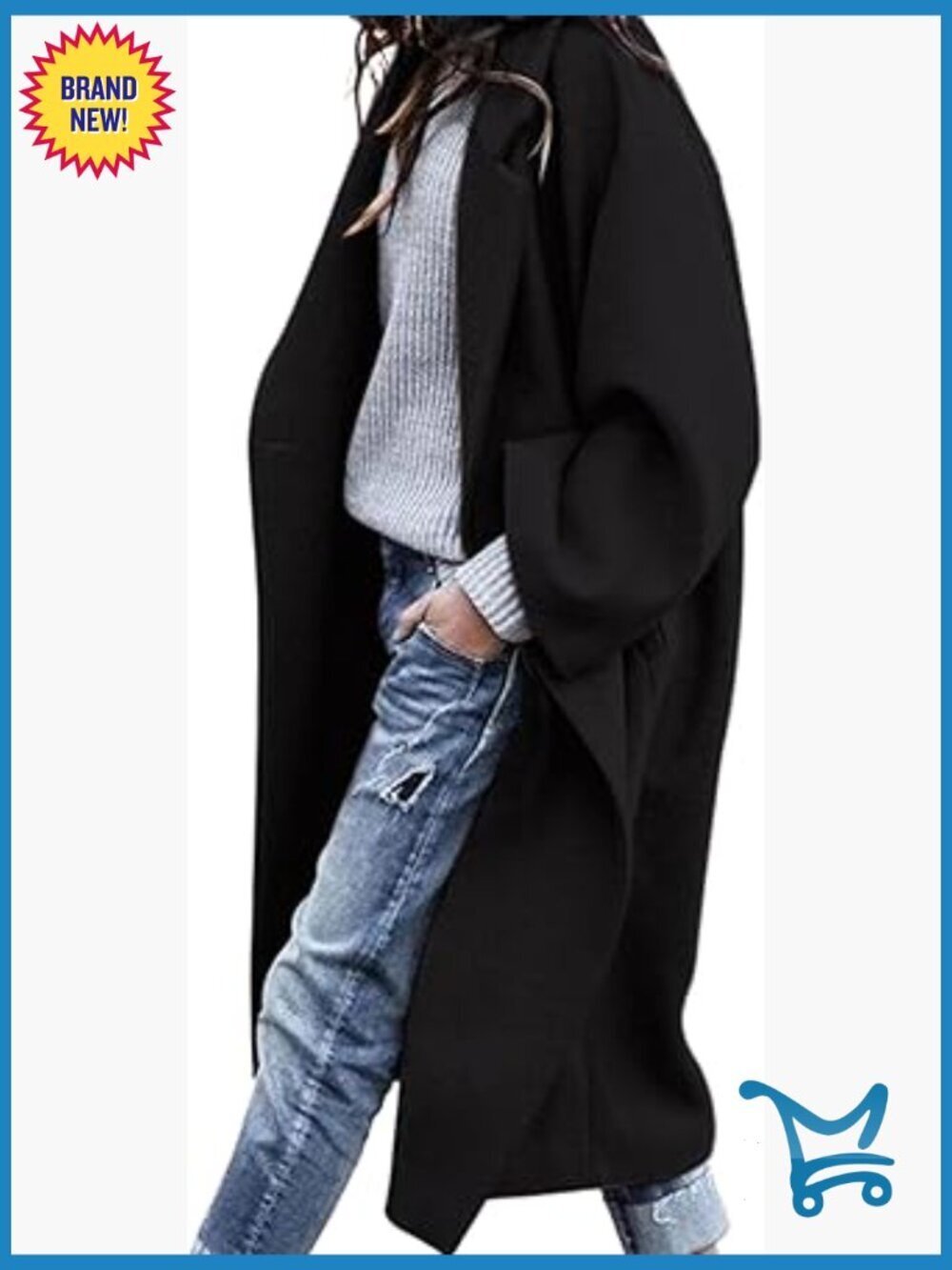 Womens Long Coats 2026 Oversized Notch Lapel Pea Button Jacket Casual